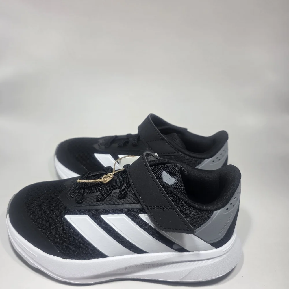 Adidas Duramo SL2 EL C Kids Running Shoes Size 12K Black White Hook & Loop Strap